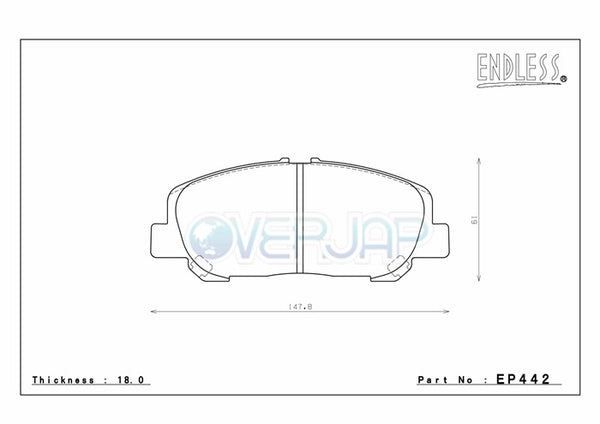 ENDLESS BRAKE PADS FOR TOYOTA ESTIMA AHR50W/55W, TOYOTA ALPHARD/VELLFIRE AGH30/ANH20 (FRONT) EP442